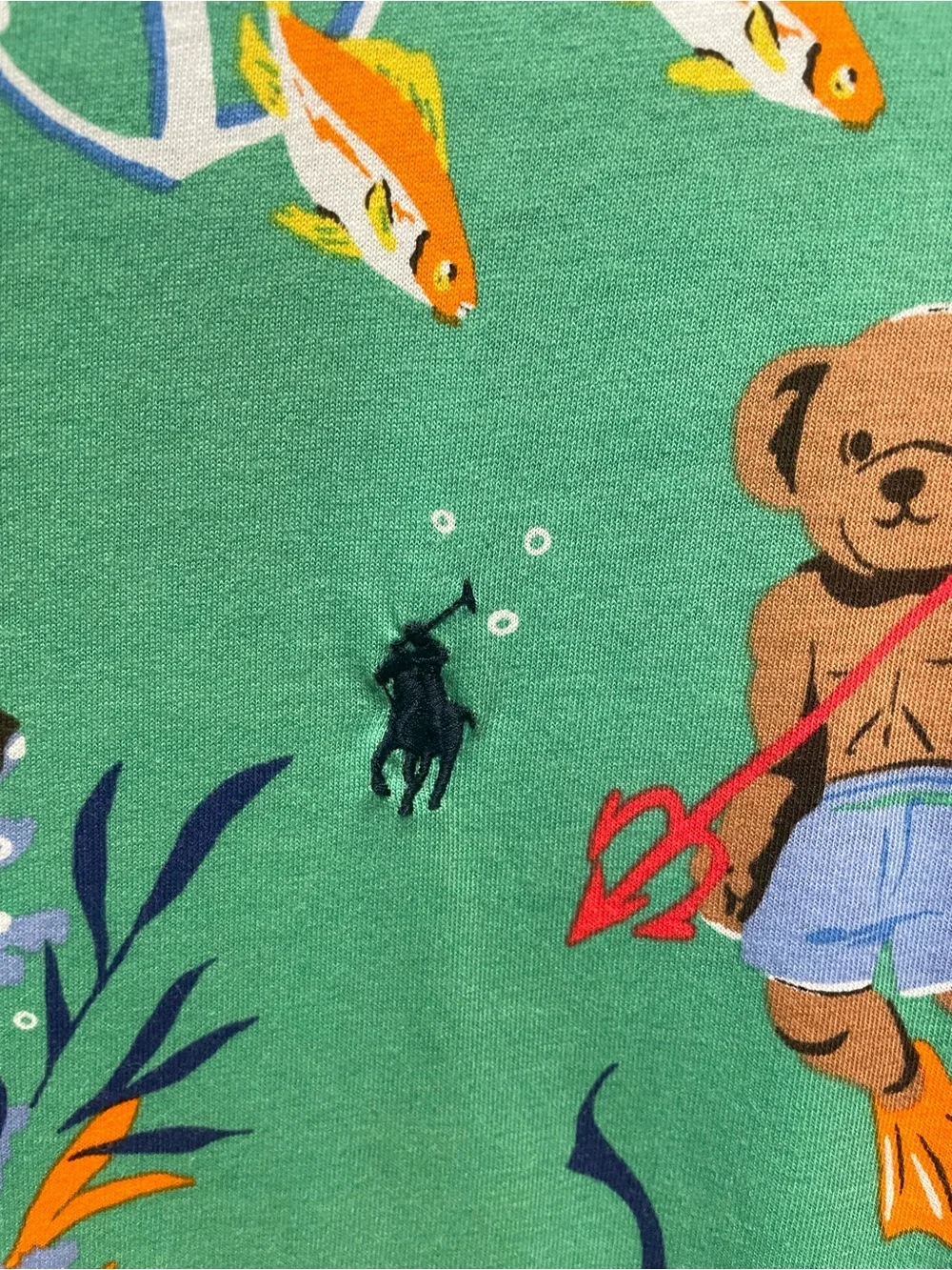 Polo Ralph Lauren Polo Bear T-Shirt XL Green Allover Print Underwater Scuba AOP
